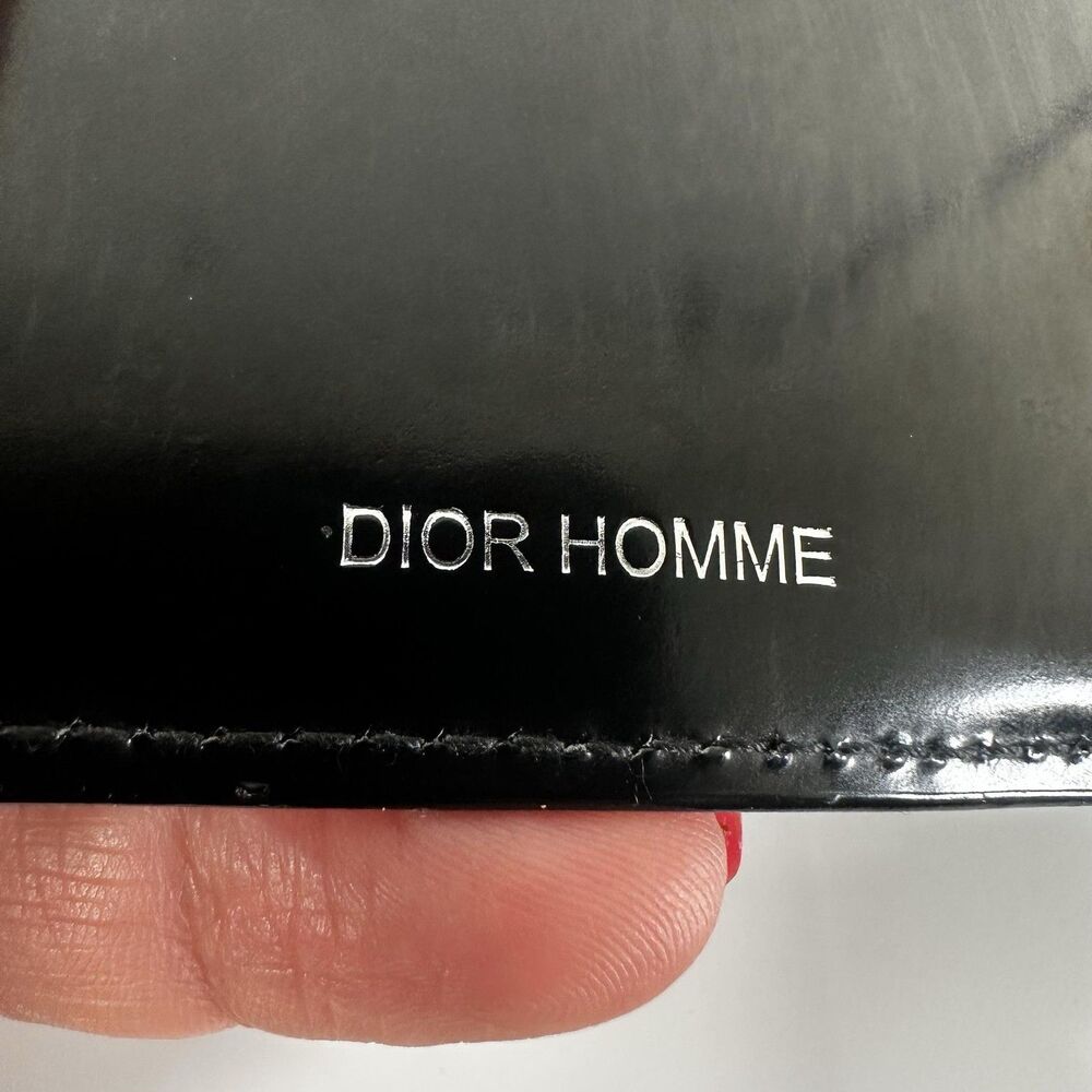 Dior Homme Long Wallet Mens One Size Black Patent Leather Bifold Checkbook Italy - Picture 11 of 16